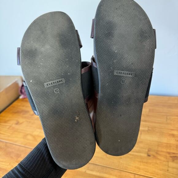 Everlane The Form Burgundy Wine Leather Two Strap Slide Sandals Size 10 - Picture 5 of 6